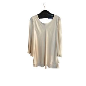 Laurie felt ivory tiered, pleated sleeve blouse S/XS 